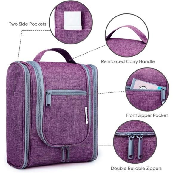 Hanging Travel Toiletry Bag Cosmetic Make up Organizer for Women Purple - Picture 4 of 6